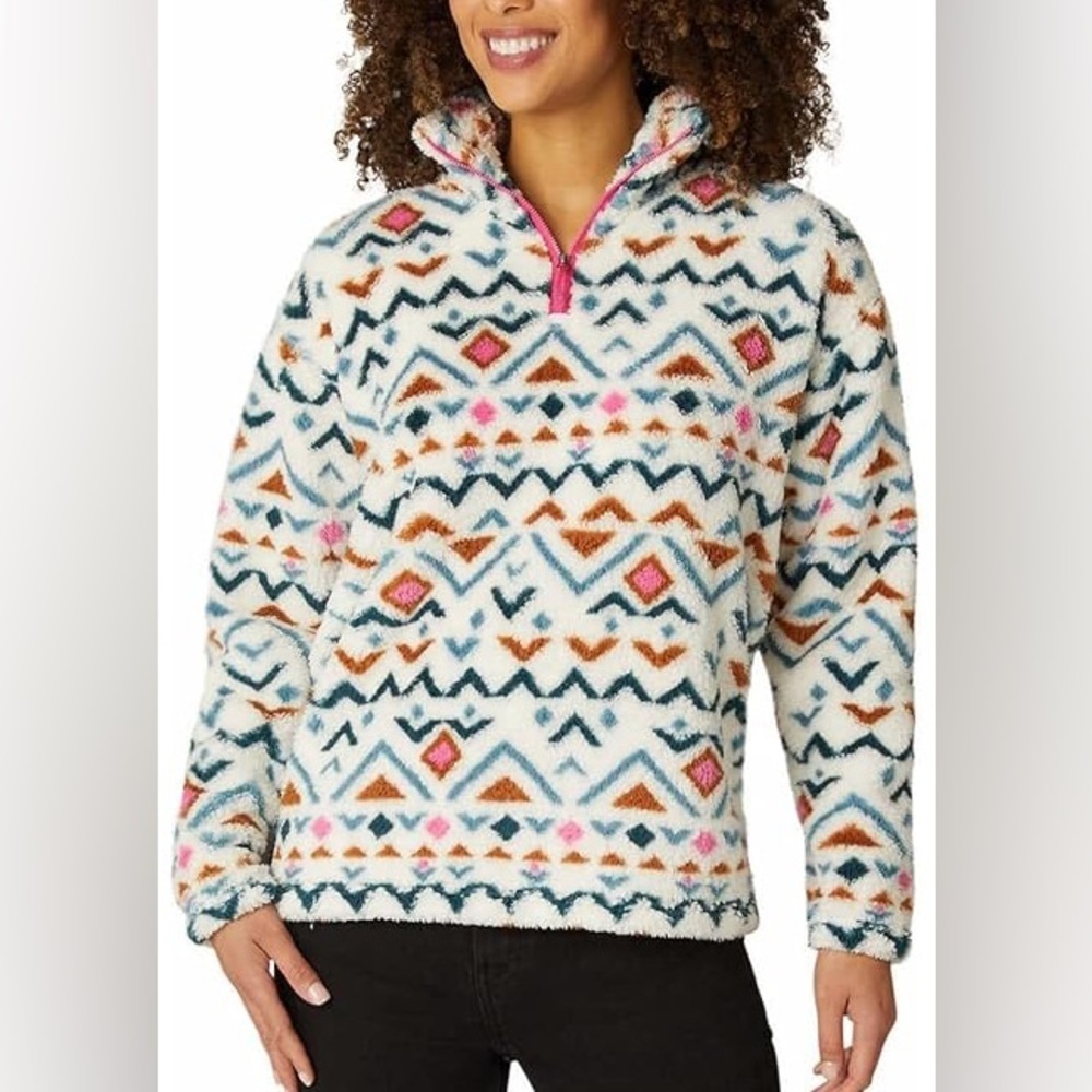 Eddie Bauer Women's Aztec Fleece Quarterzip Sweater Size Small Hiking Outdoor‎